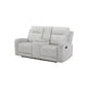 Lupe Double Manual Reclining Loveseat w Console | Light Gray Microfiber