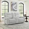 Lupe Double Manual Reclining Loveseat w Console | Light Gray Microfiber