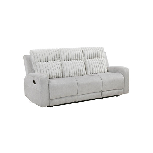 Lupe Double Manual Reclining Sofa w Plush Cushions | Light Gray Microfiber