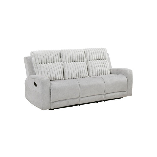 Lupe Double Manual Reclining Sofa w Plush Cushions | Light Gray Microfiber