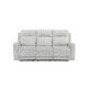Lupe Double Manual Reclining Sofa w Plush Cushions | Light Gray Microfiber
