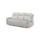 Lupe Double Manual Reclining Sofa w Plush Cushions | Light Gray Microfiber