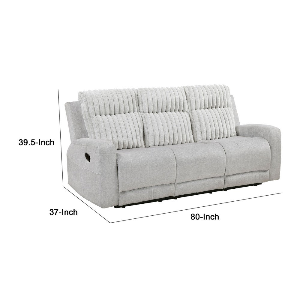 Lupe Double Manual Reclining Sofa w Plush Cushions | Light Gray Microfiber
