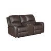 Seba Manual Reclining Loveseat w Center Console | Brown Leather Match