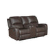 Seba Manual Reclining Loveseat w Center Console | Brown Leather Match