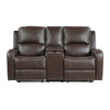 Seba Manual Reclining Loveseat w Center Console | Brown Leather Match