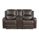 Seba Manual Reclining Loveseat w Center Console | Brown Leather Match