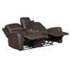 Seba Manual Reclining Loveseat w Center Console | Brown Leather Match