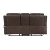 Seba Manual Reclining Loveseat w Center Console | Brown Leather Match