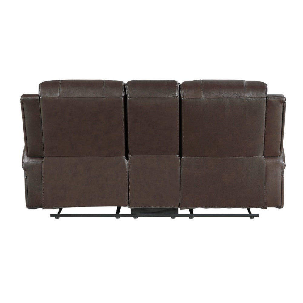 Seba Manual Reclining Loveseat w Center Console | Brown Leather Match