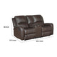 Seba Manual Reclining Loveseat w Center Console | Brown Leather Match