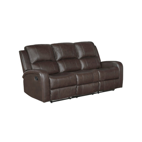 Seba Manual Reclining Sofa | Brown Faux & Real Leather | Foam Cushions