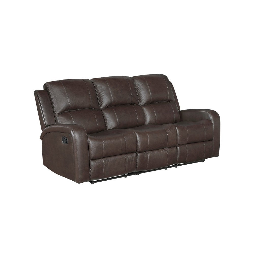 Seba Manual Reclining Sofa | Brown Faux & Real Leather | Foam Cushions