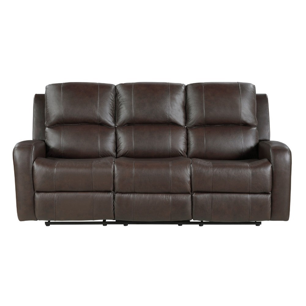 Seba Manual Reclining Sofa | Brown Faux & Real Leather | Foam Cushions