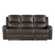 Seba Manual Reclining Sofa | Brown Faux & Real Leather | Foam Cushions