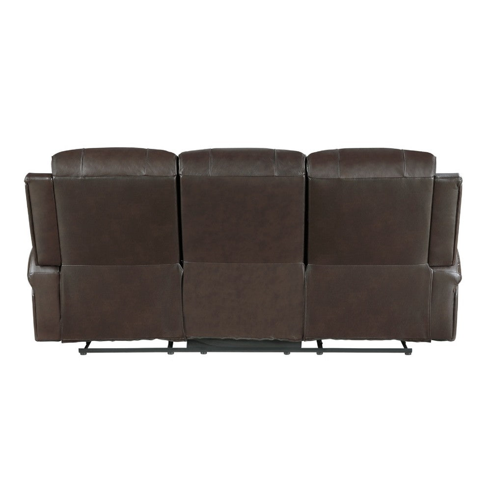 Seba Manual Reclining Sofa | Brown Faux & Real Leather | Foam Cushions