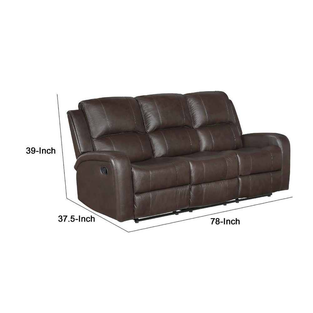 Seba Manual Reclining Sofa | Brown Faux & Real Leather | Foam Cushions