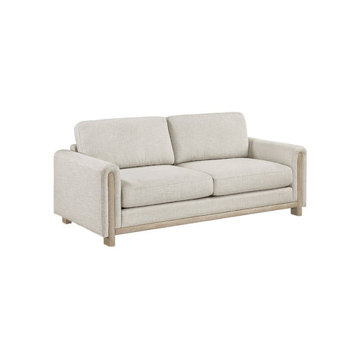 Lny Sofa | Beige Polyester | Wood Natural Brown Frame & Legs | 81"