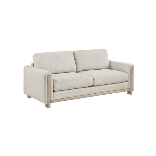 Lny Sofa | Beige Polyester | Wood Natural Brown Frame & Legs | 81"
