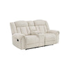 Reo Double Manual Reclining Loveseat w Console | Beige Chenille