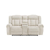 Reo Double Manual Reclining Loveseat w Console | Beige Chenille