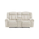 Reo Double Manual Reclining Loveseat w Console | Beige Chenille