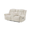 Reo Double Manual Reclining Loveseat w Console | Beige Chenille