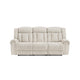 Reo Double Manual Reclining Sofa w Nailhead Trim | Beige Chenille