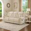 Reo Double Manual Reclining Sofa w Nailhead Trim | Beige Chenille