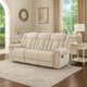 Reo Double Manual Reclining Sofa w Nailhead Trim | Beige Chenille