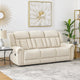 Reo Double Manual Reclining Sofa w Nailhead Trim | Beige Chenille
