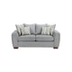 Gini Loveseat | 6 Accent Pillows | Nailhead Trim | Gray Chenille | 70"