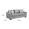 Gini Sofa | 7 Accent Pillows | Nailhead Trim | Gray Chenille | 82"