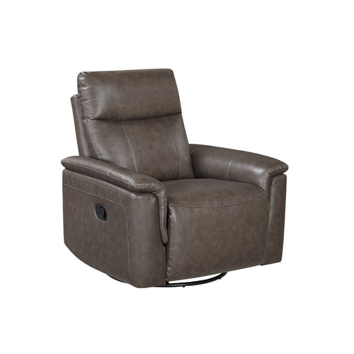 Jen Manual Swivel Glider Reclining Chair | Dark Brown Top Grain Leather