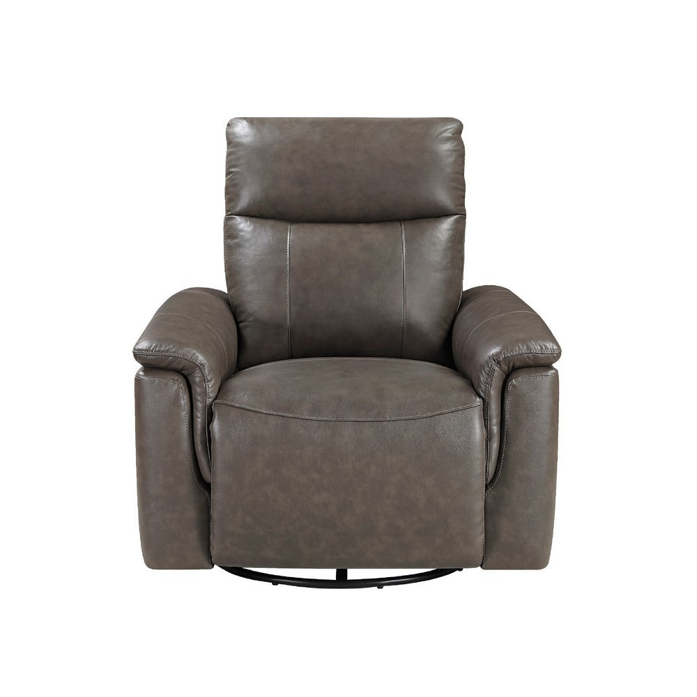 Jen Manual Swivel Glider Reclining Chair | Dark Brown Top Grain Leather