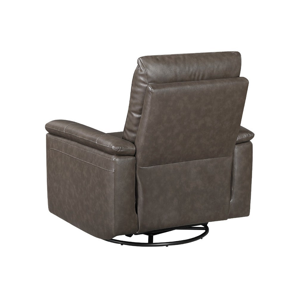 Jen Manual Swivel Glider Reclining Chair | Dark Brown Top Grain Leather