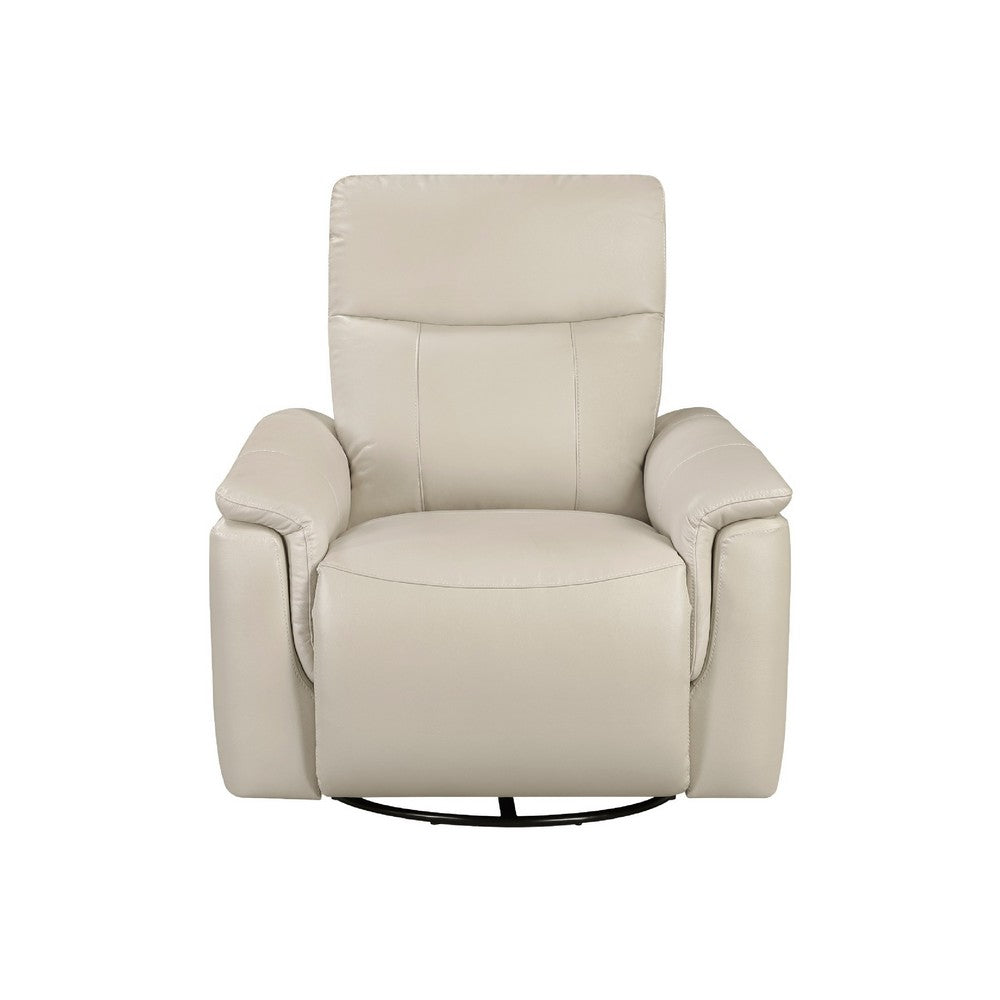 Jen Manual Swivel Glider Reclining Chair | Taupe Top Grain Leather