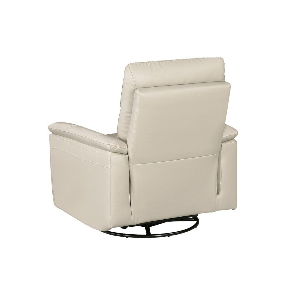 Jen Manual Swivel Glider Reclining Chair | Taupe Top Grain Leather