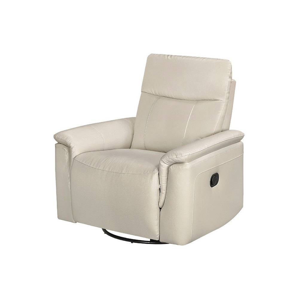 Jen Manual Swivel Glider Reclining Chair | Taupe Top Grain Leather