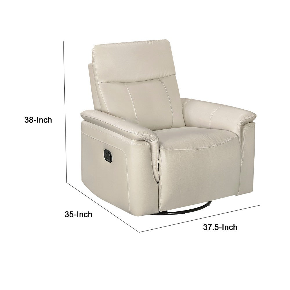 Jen Manual Swivel Glider Reclining Chair | Taupe Top Grain Leather