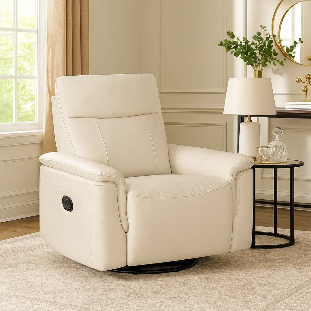 Jen Manual Swivel Glider Reclining Chair | Taupe Top Grain Leather