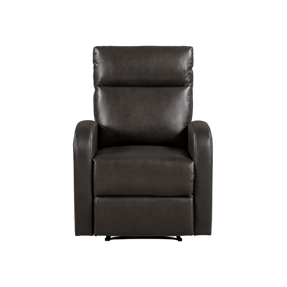 Mey Wall Hugger Manual Recliner Chair w Pocket | Dark Brown Faux Leather