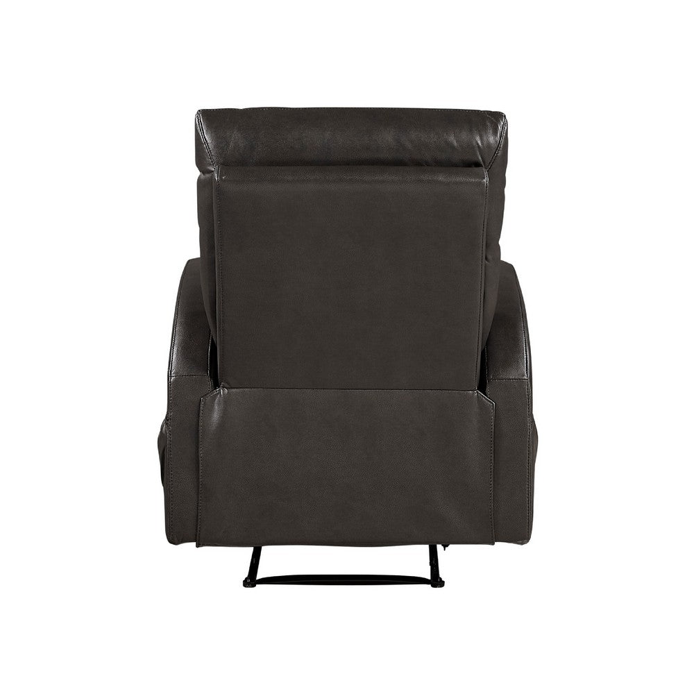 Mey Wall Hugger Manual Recliner Chair w Pocket | Dark Brown Faux Leather