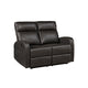Mey Wall Hugger Manual Recliner Loveseat | Dark Brown Faux Leather 50"