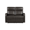 Mey Wall Hugger Manual Recliner Loveseat | Dark Brown Faux Leather 50"