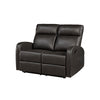 Mey Wall Hugger Manual Recliner Loveseat | Dark Brown Faux Leather 50"