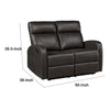 Mey Wall Hugger Manual Recliner Loveseat | Dark Brown Faux Leather 50"