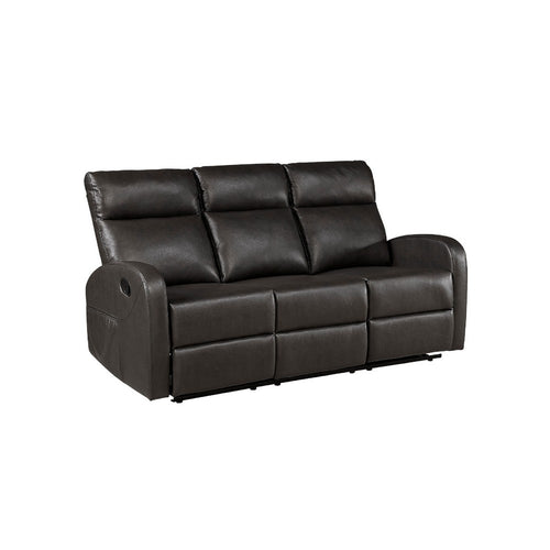Mey Wall Hugger Manual Recliner Sofa | Dark Brown Faux Leather 71"