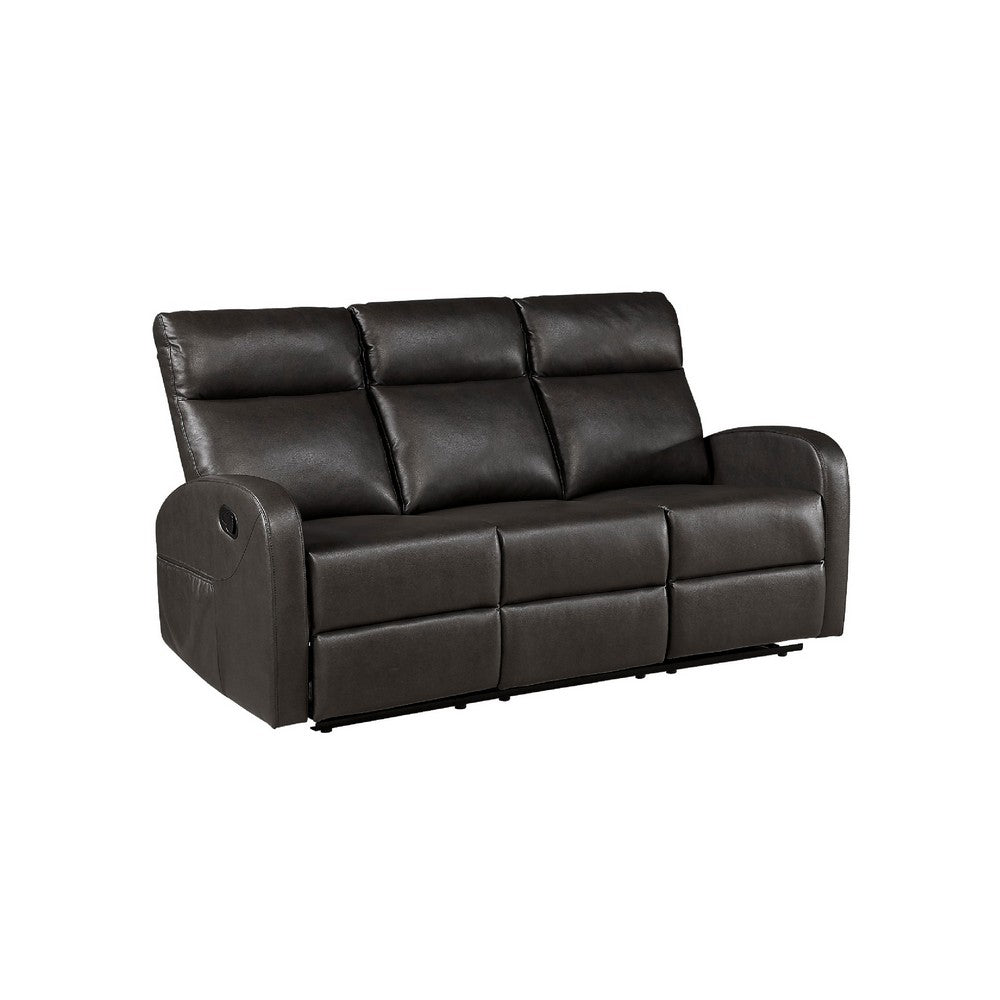 Mey Wall Hugger Manual Recliner Sofa | Dark Brown Faux Leather 71"