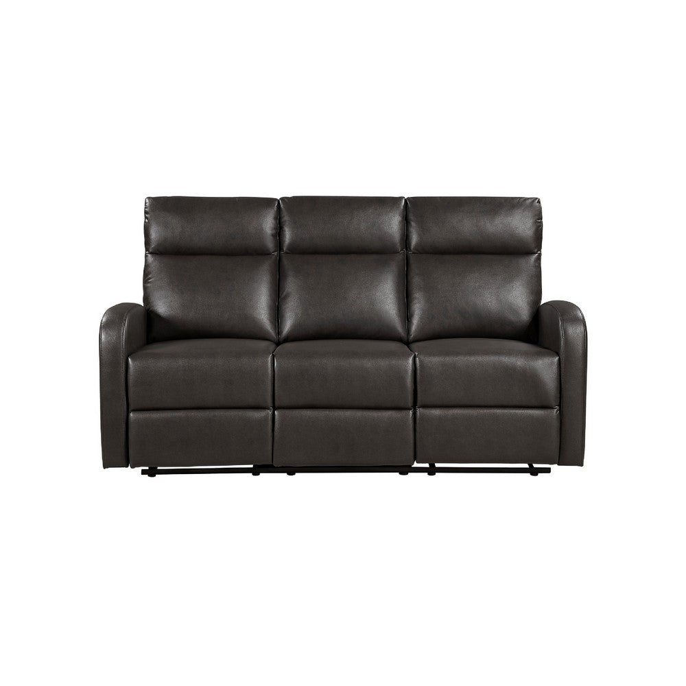Mey Wall Hugger Manual Recliner Sofa | Dark Brown Faux Leather 71"